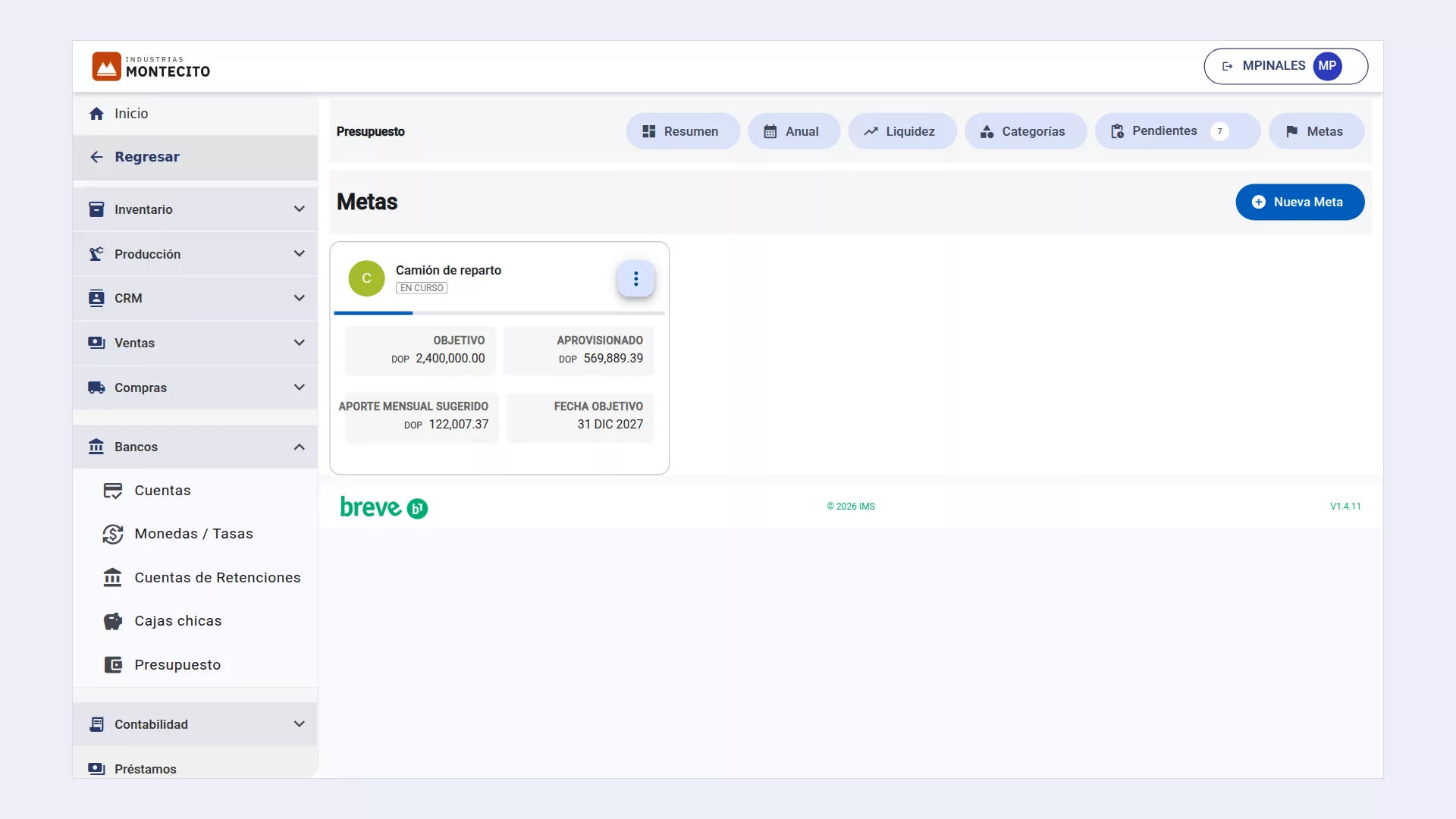 Breve, meta de ahorro para el camión de reparto