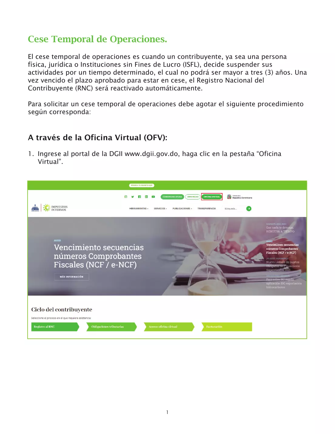 Guía informativa de cese de operaciones, página 2 de 8