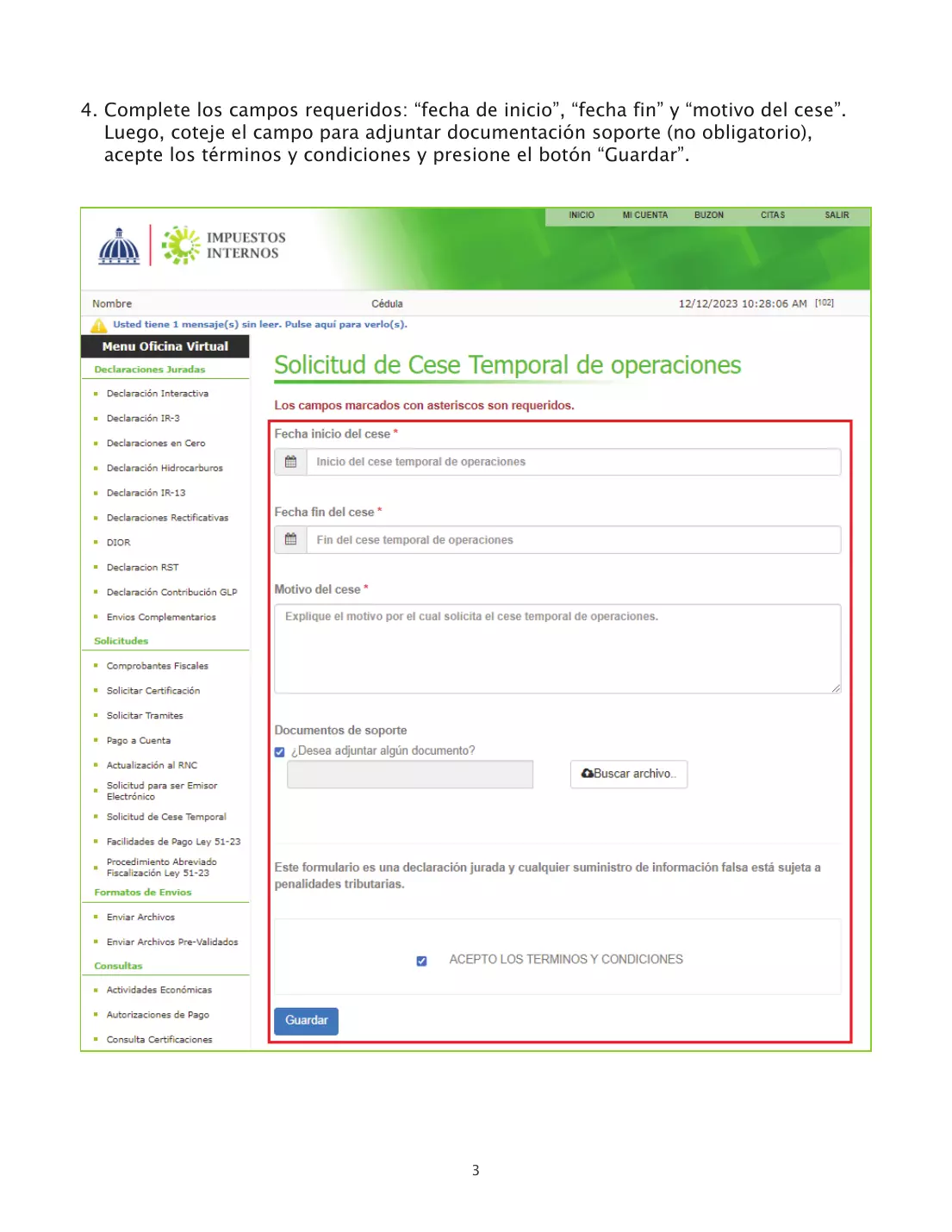 Guía informativa de cese de operaciones, página 4 de 8