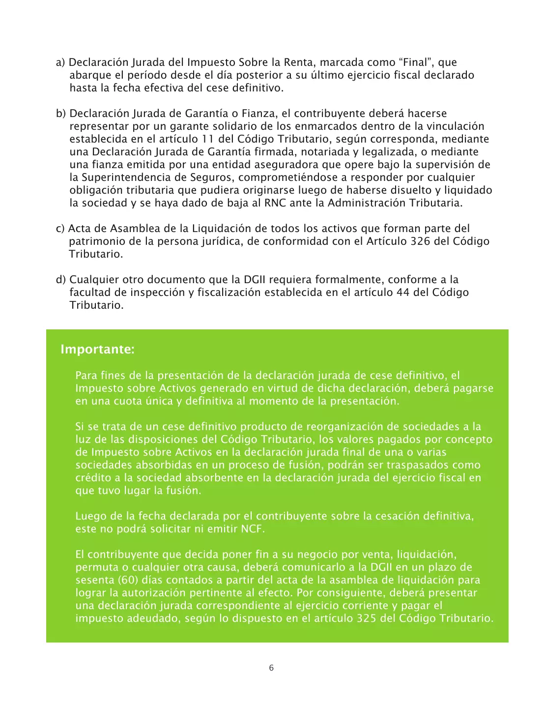 Guía informativa de cese de operaciones, página 7 de 8