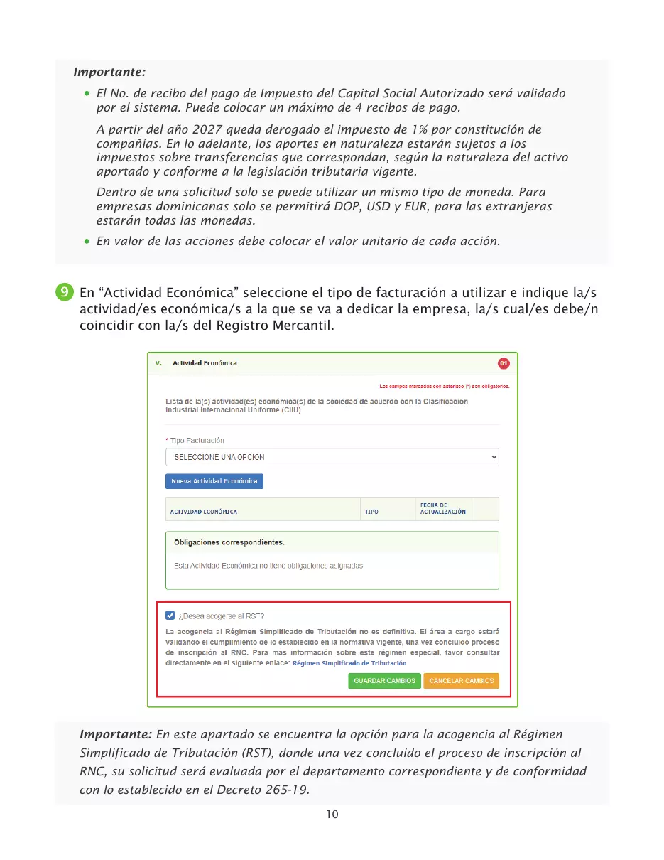 Solicitud de RNC de sociedades comerciales por la Oficina Virtual, página 10 de 23