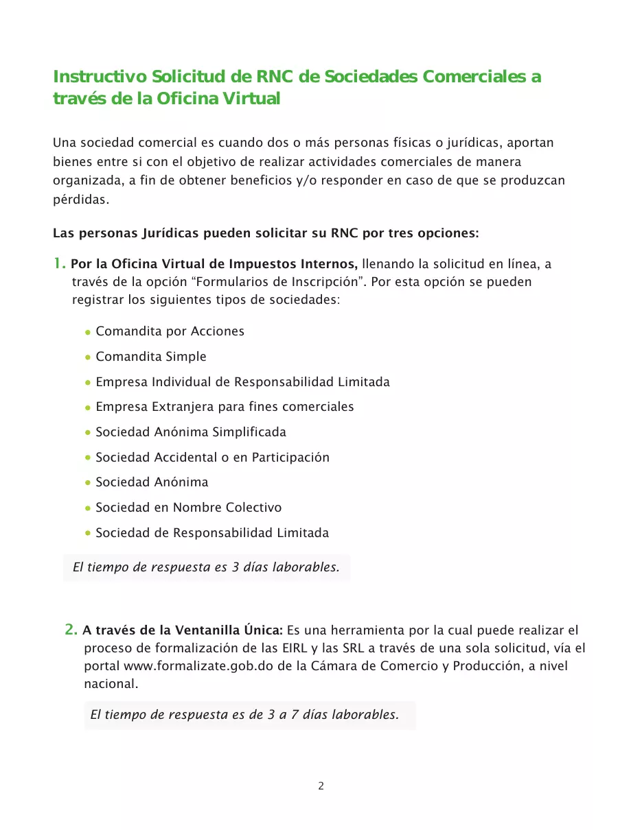 Solicitud de RNC de sociedades comerciales por la Oficina Virtual, página 2 de 23