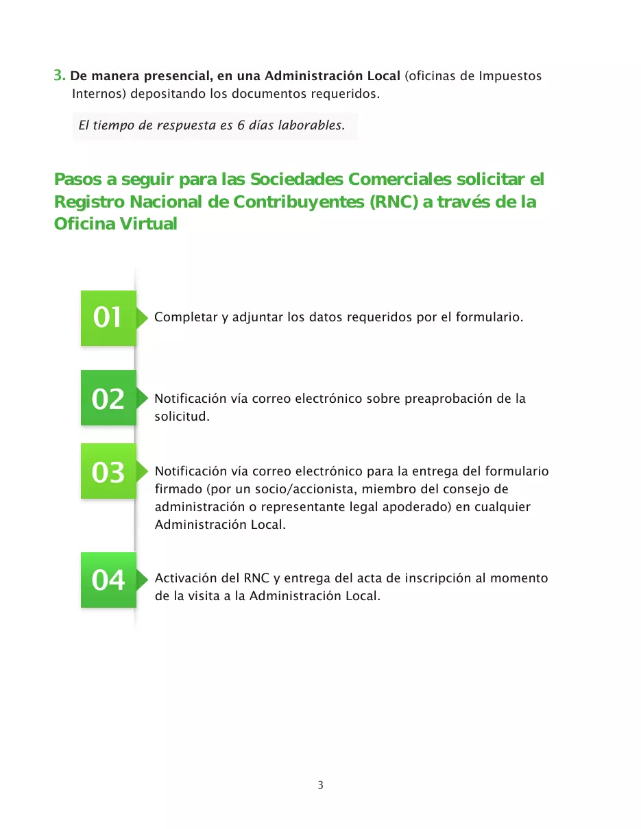 Solicitud de RNC de sociedades comerciales por la Oficina Virtual, página 3 de 23