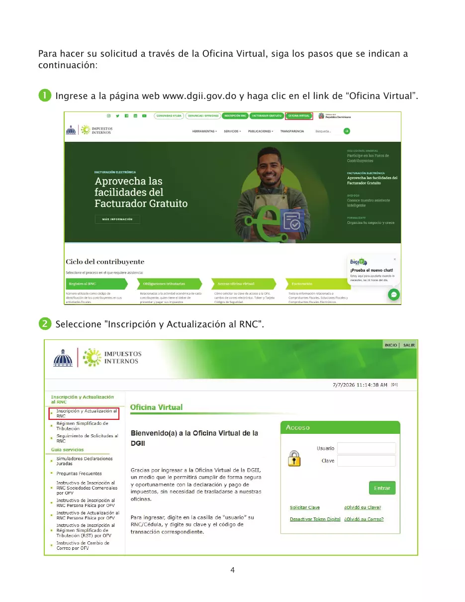 Solicitud de RNC de sociedades comerciales por la Oficina Virtual, página 4 de 23