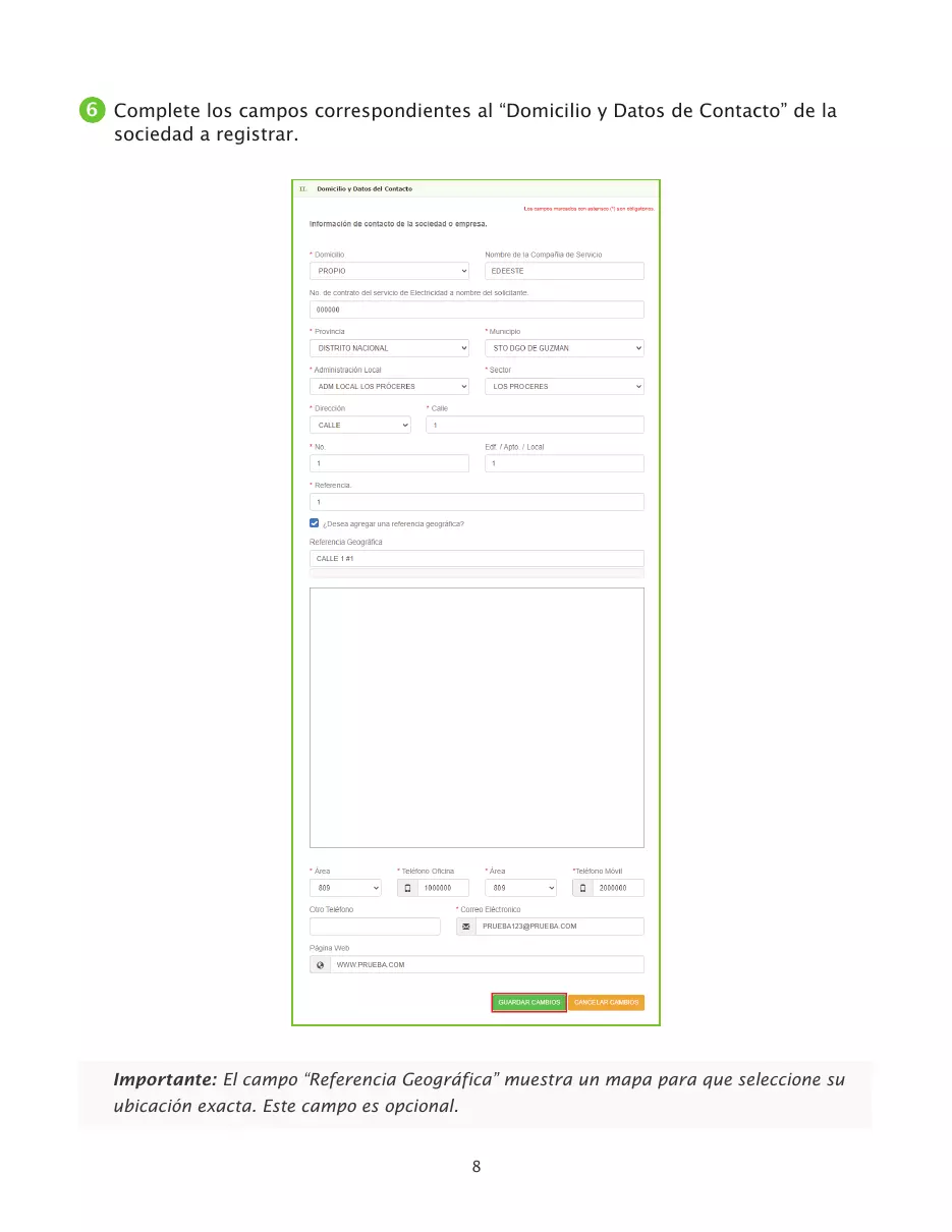 Solicitud de RNC de sociedades comerciales por la Oficina Virtual, página 8 de 23
