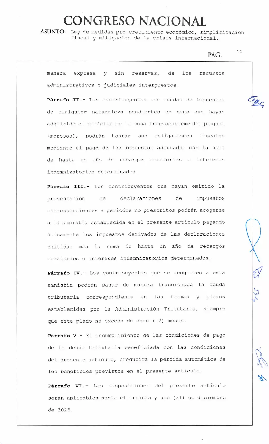 Ley 30-26 de medidas pro crecimiento económico y simplificación fiscal, página 12 de 62