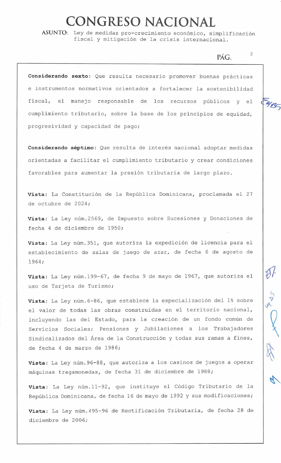 Ley 30-26 de medidas pro crecimiento económico y simplificación fiscal, página 2 de 62