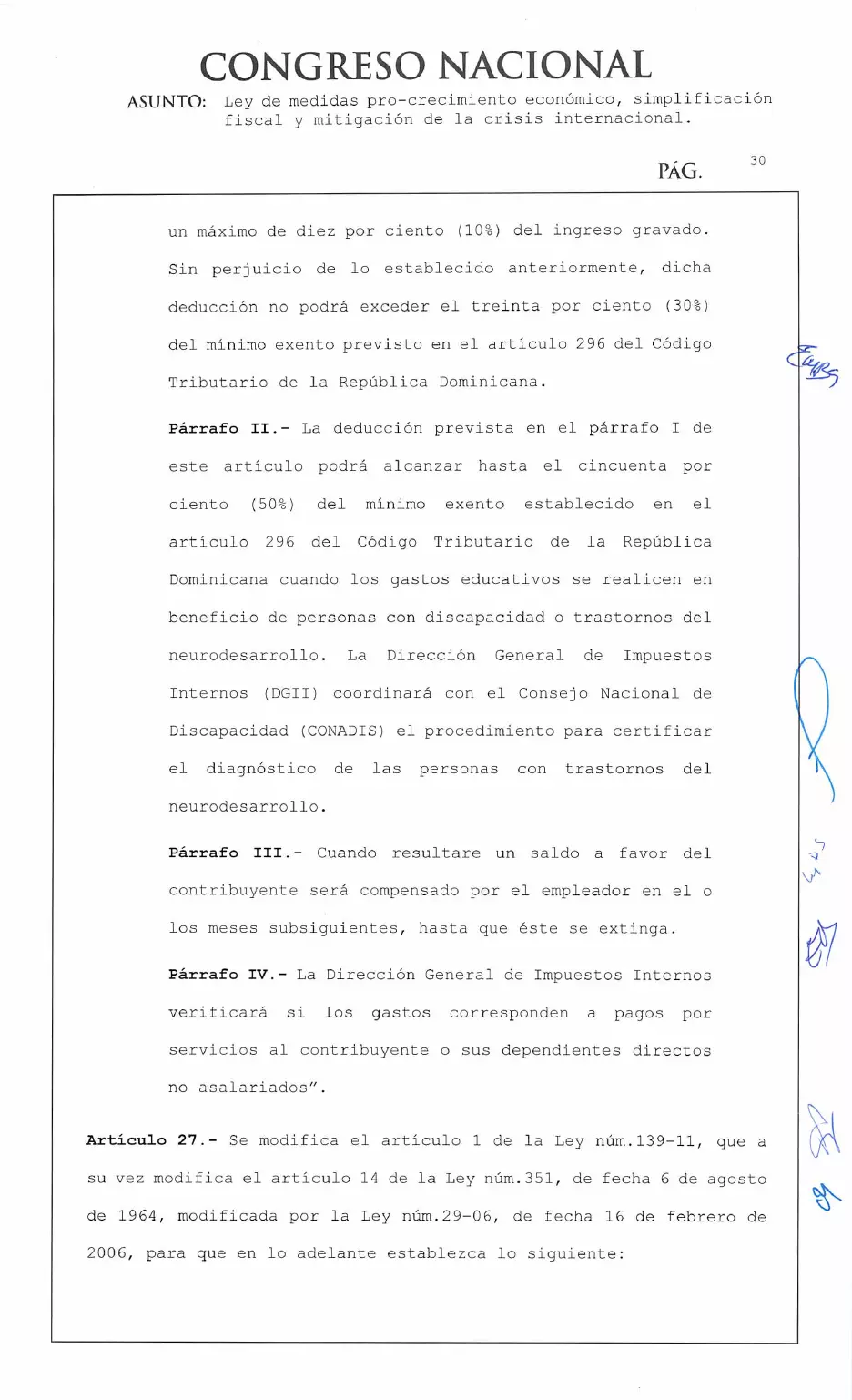 Ley 30-26 de medidas pro crecimiento económico y simplificación fiscal, página 30 de 62