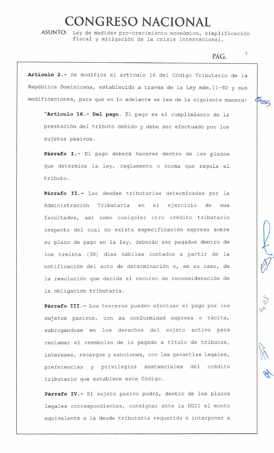Ley 30-26 de medidas pro crecimiento económico y simplificación fiscal, página 5 de 62