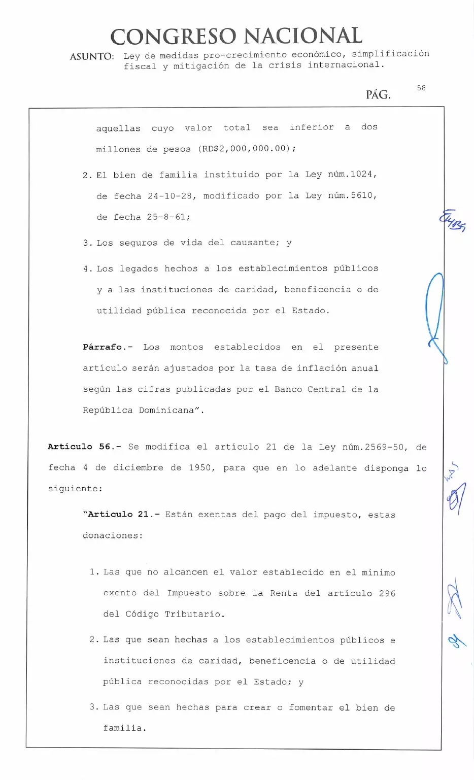 Ley 30-26 de medidas pro crecimiento económico y simplificación fiscal, página 58 de 62