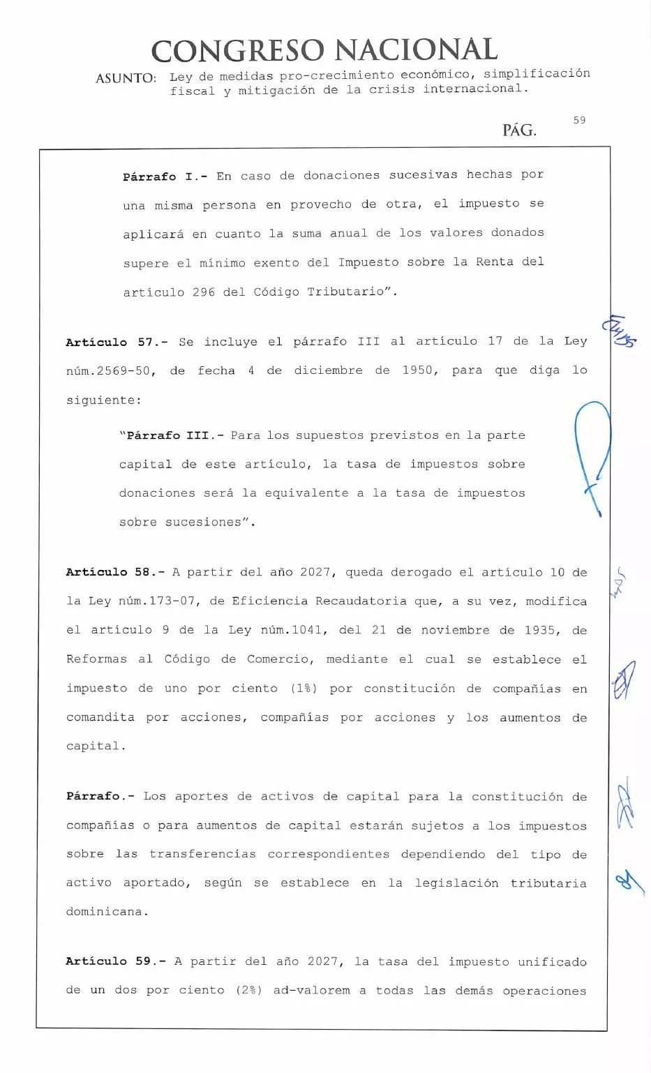 Ley 30-26 de medidas pro crecimiento económico y simplificación fiscal, página 59 de 62