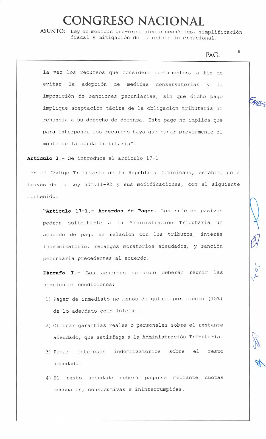 Ley 30-26 de medidas pro crecimiento económico y simplificación fiscal, página 6 de 62
