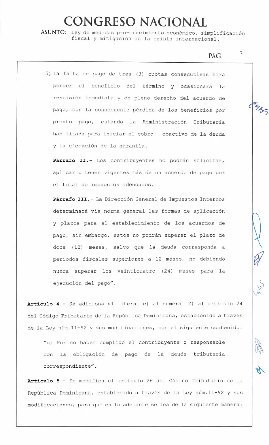 Ley 30-26 de medidas pro crecimiento económico y simplificación fiscal, página 7 de 62