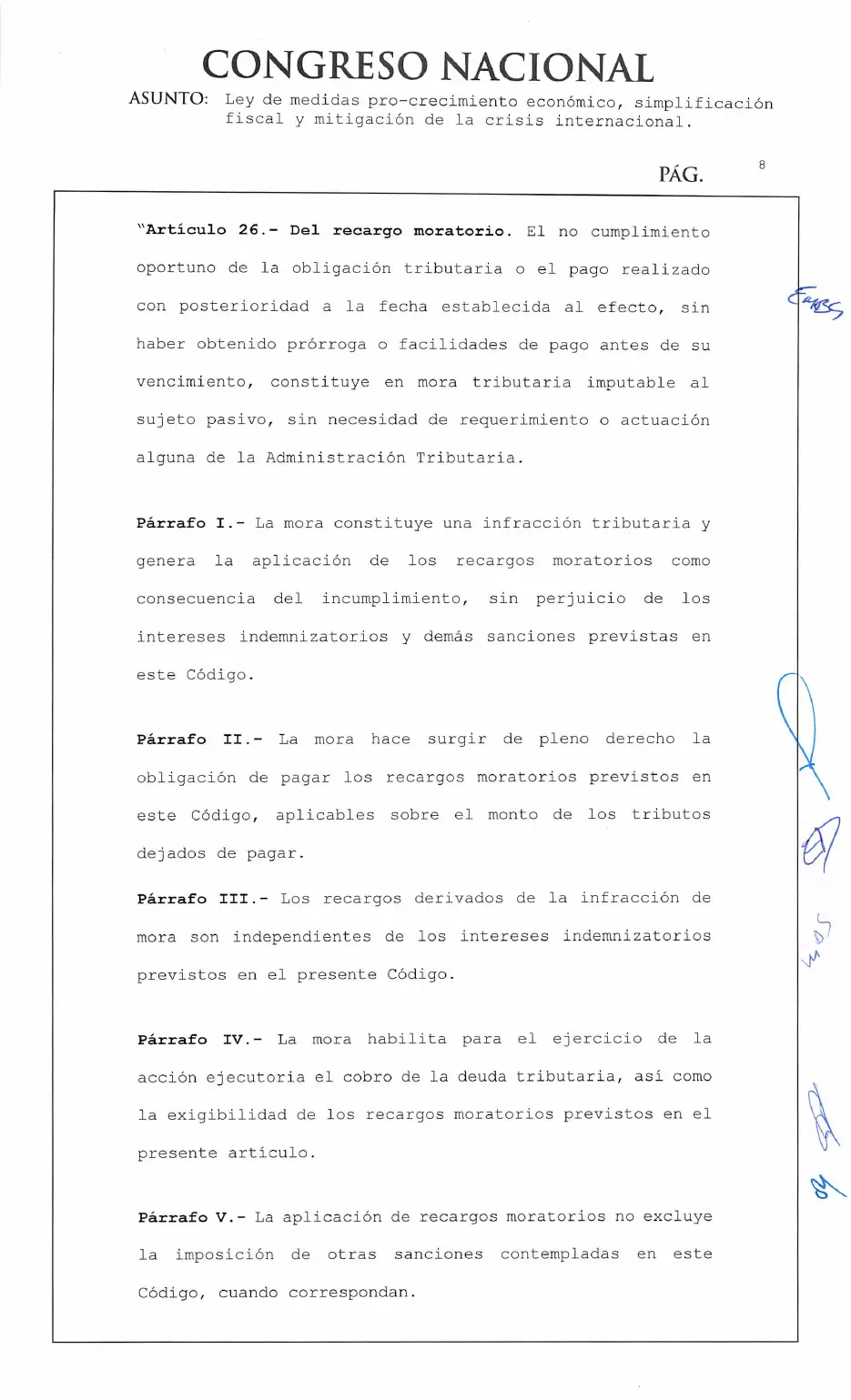 Ley 30-26 de medidas pro crecimiento económico y simplificación fiscal, página 8 de 62