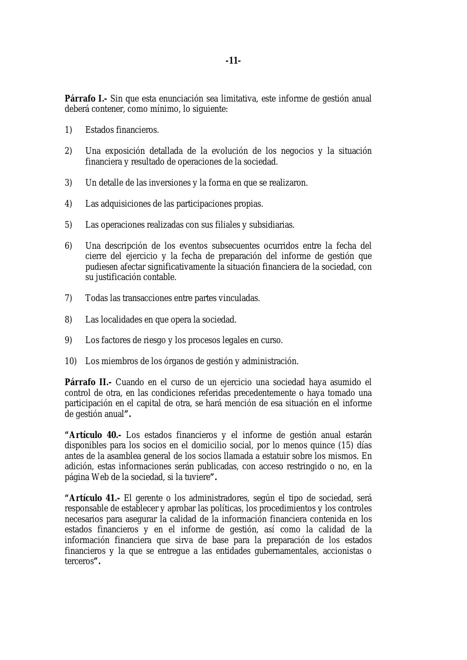 Ley 31-11, que modifica la Ley 479-08 de sociedades comerciales, página 11 de 86
