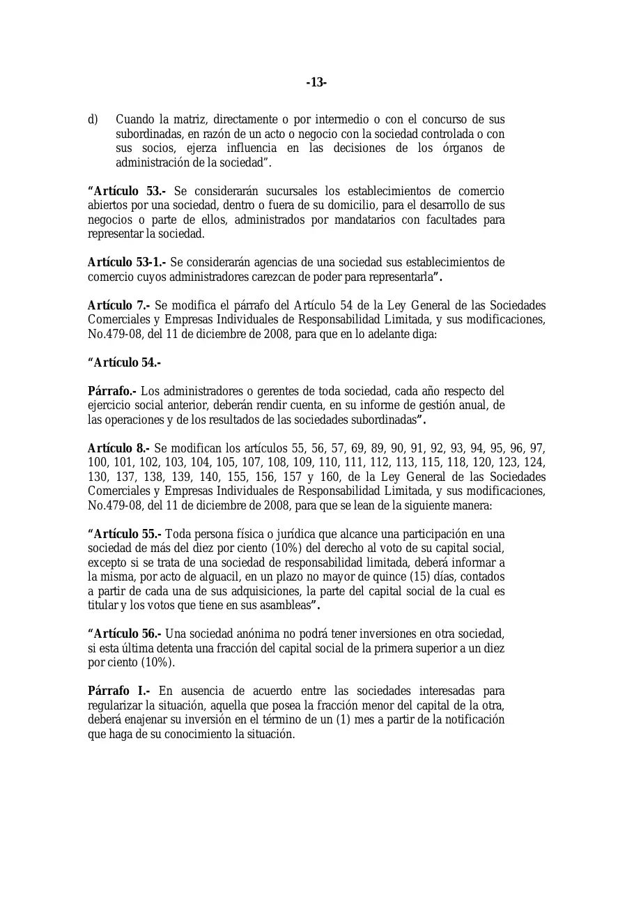 Ley 31-11, que modifica la Ley 479-08 de sociedades comerciales, página 13 de 86