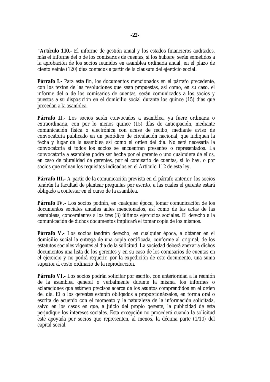 Ley 31-11, que modifica la Ley 479-08 de sociedades comerciales, página 22 de 86