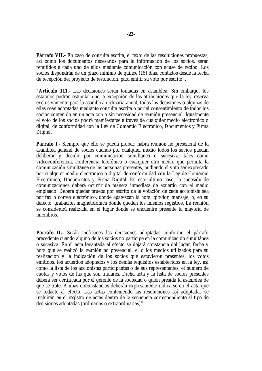 Ley 31-11, que modifica la Ley 479-08 de sociedades comerciales, página 23 de 86