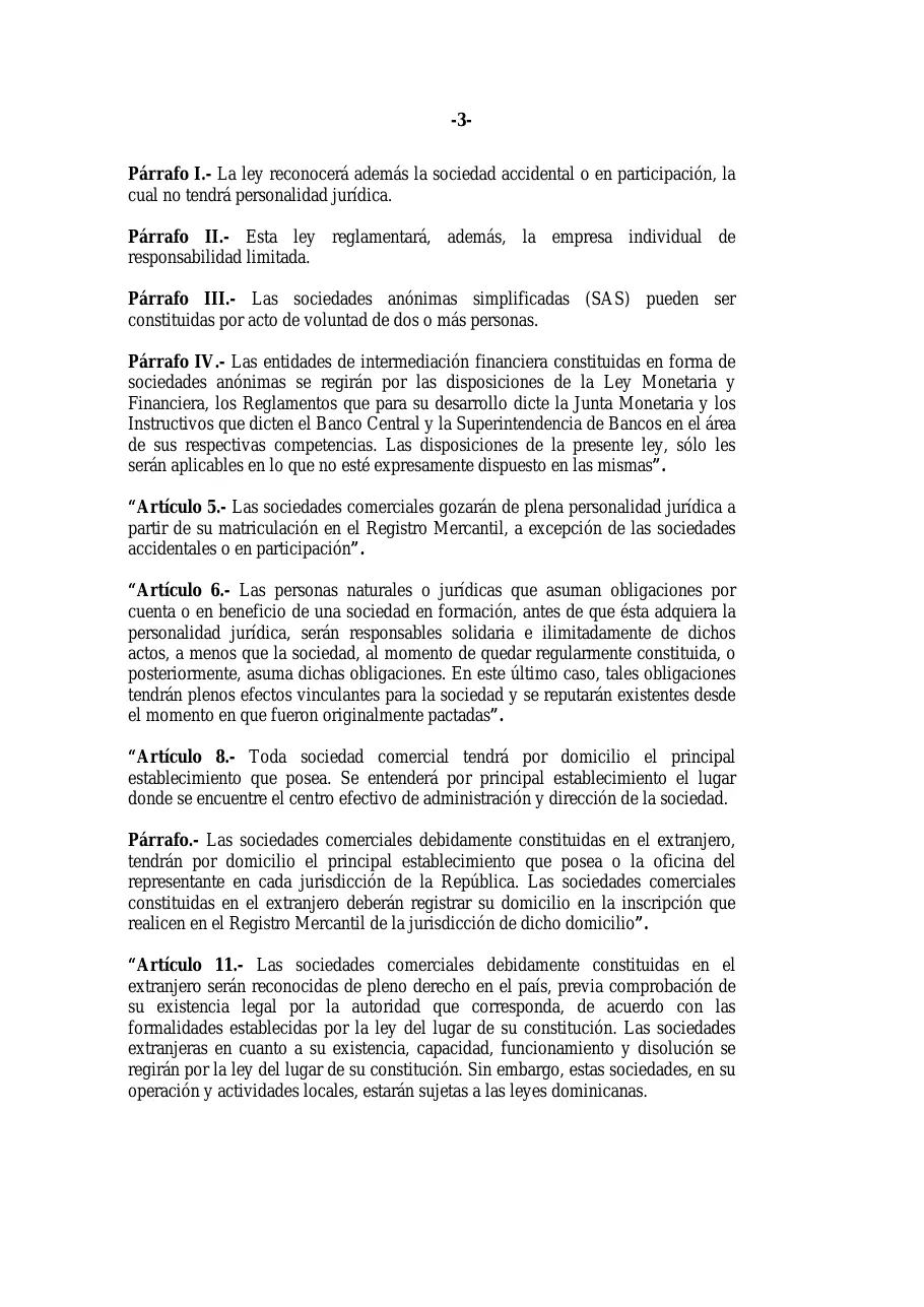 Ley 31-11, que modifica la Ley 479-08 de sociedades comerciales, página 3 de 86