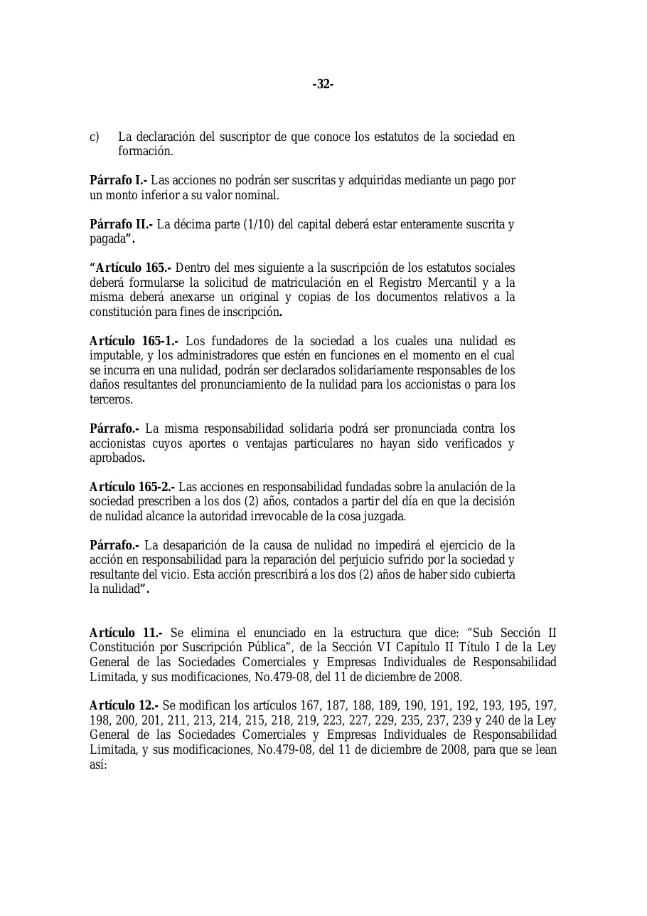 Ley 31-11, que modifica la Ley 479-08 de sociedades comerciales, página 32 de 86
