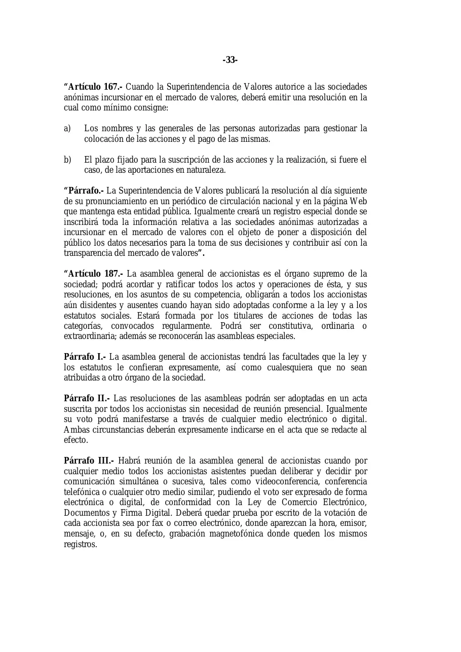 Ley 31-11, que modifica la Ley 479-08 de sociedades comerciales, página 33 de 86