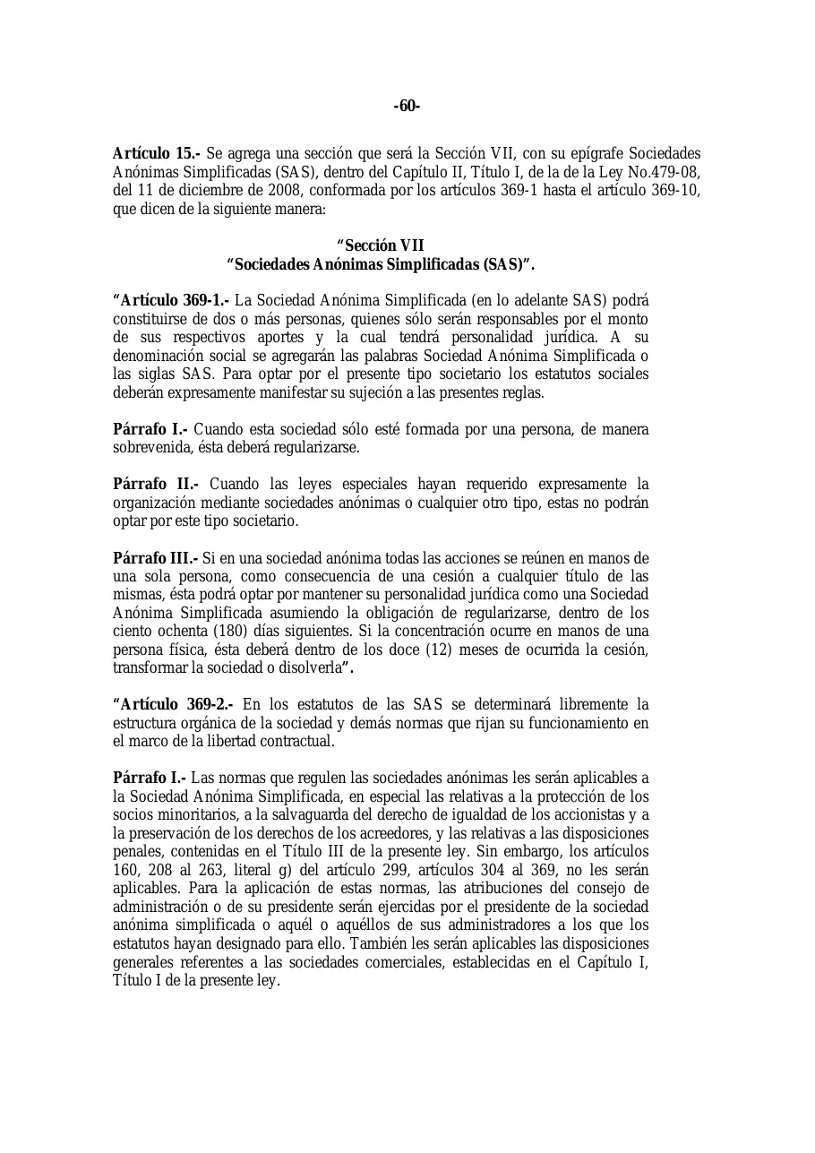 Ley 31-11, que modifica la Ley 479-08 de sociedades comerciales, página 60 de 86