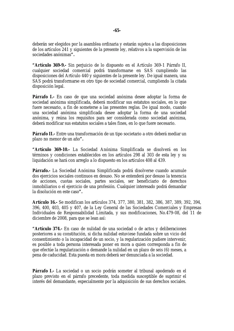 Ley 31-11, que modifica la Ley 479-08 de sociedades comerciales, página 65 de 86