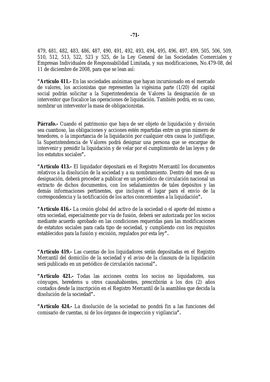 Ley 31-11, que modifica la Ley 479-08 de sociedades comerciales, página 71 de 86