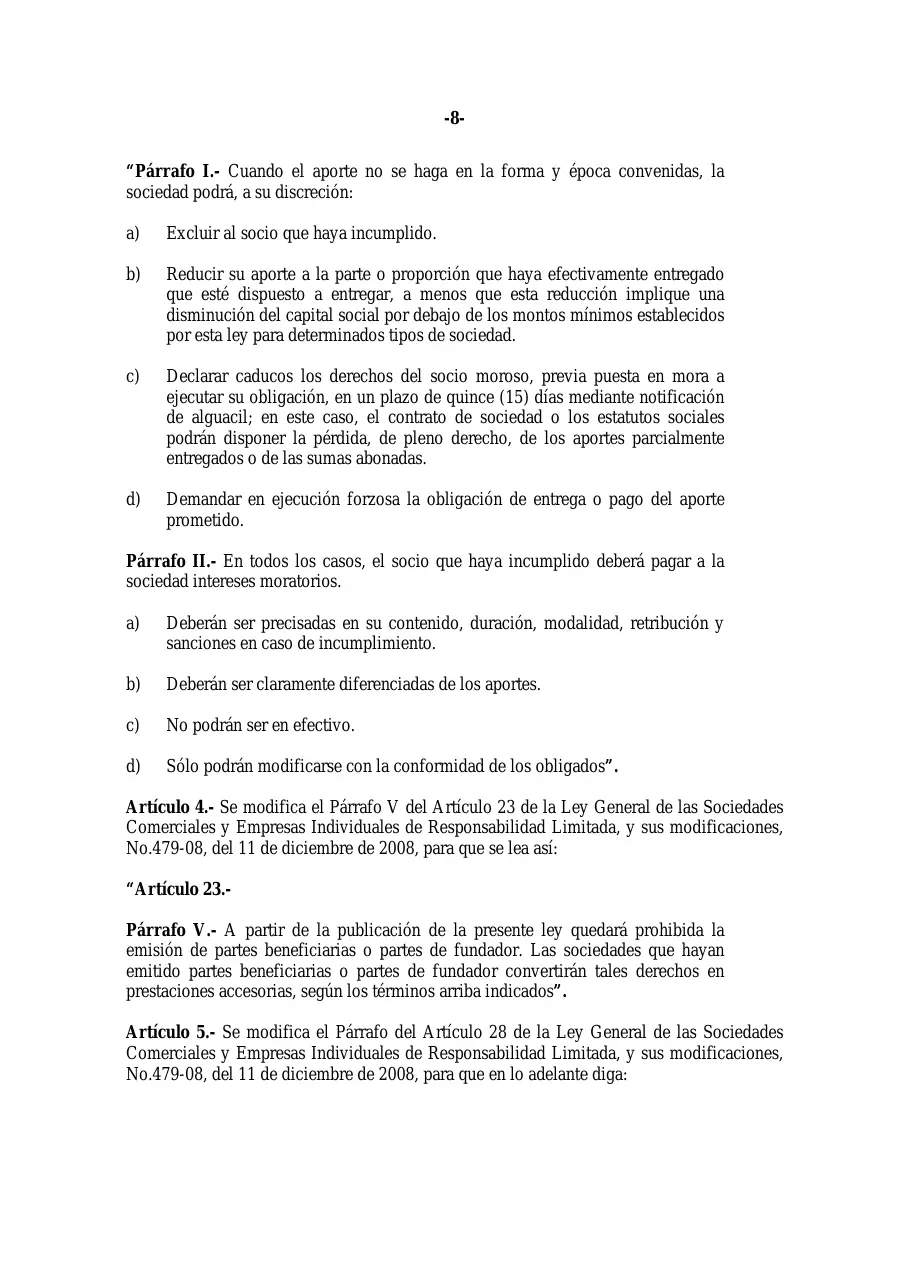 Ley 31-11, que modifica la Ley 479-08 de sociedades comerciales, página 8 de 86
