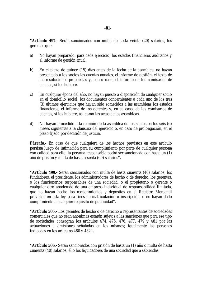 Ley 31-11, que modifica la Ley 479-08 de sociedades comerciales, página 81 de 86