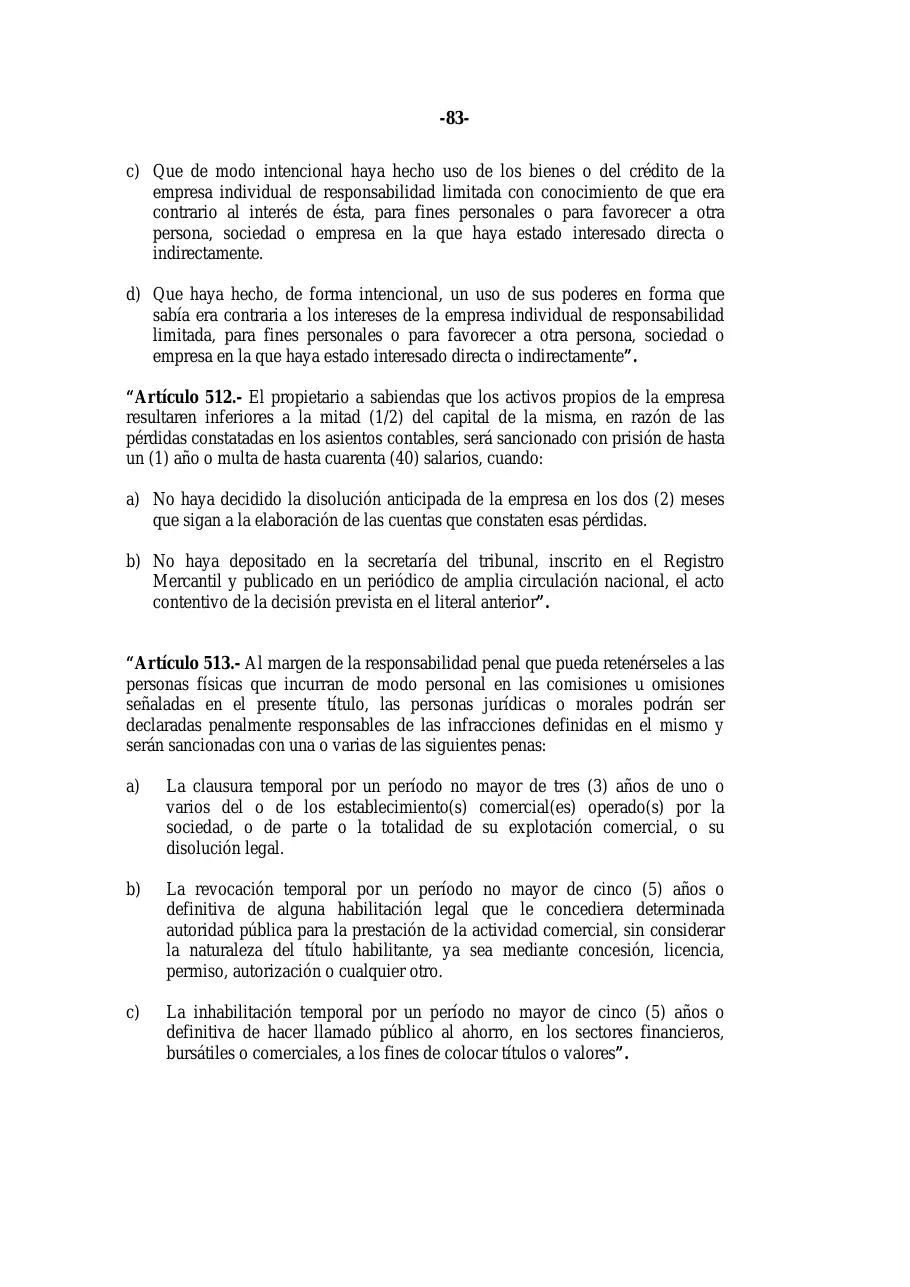 Ley 31-11, que modifica la Ley 479-08 de sociedades comerciales, página 83 de 86