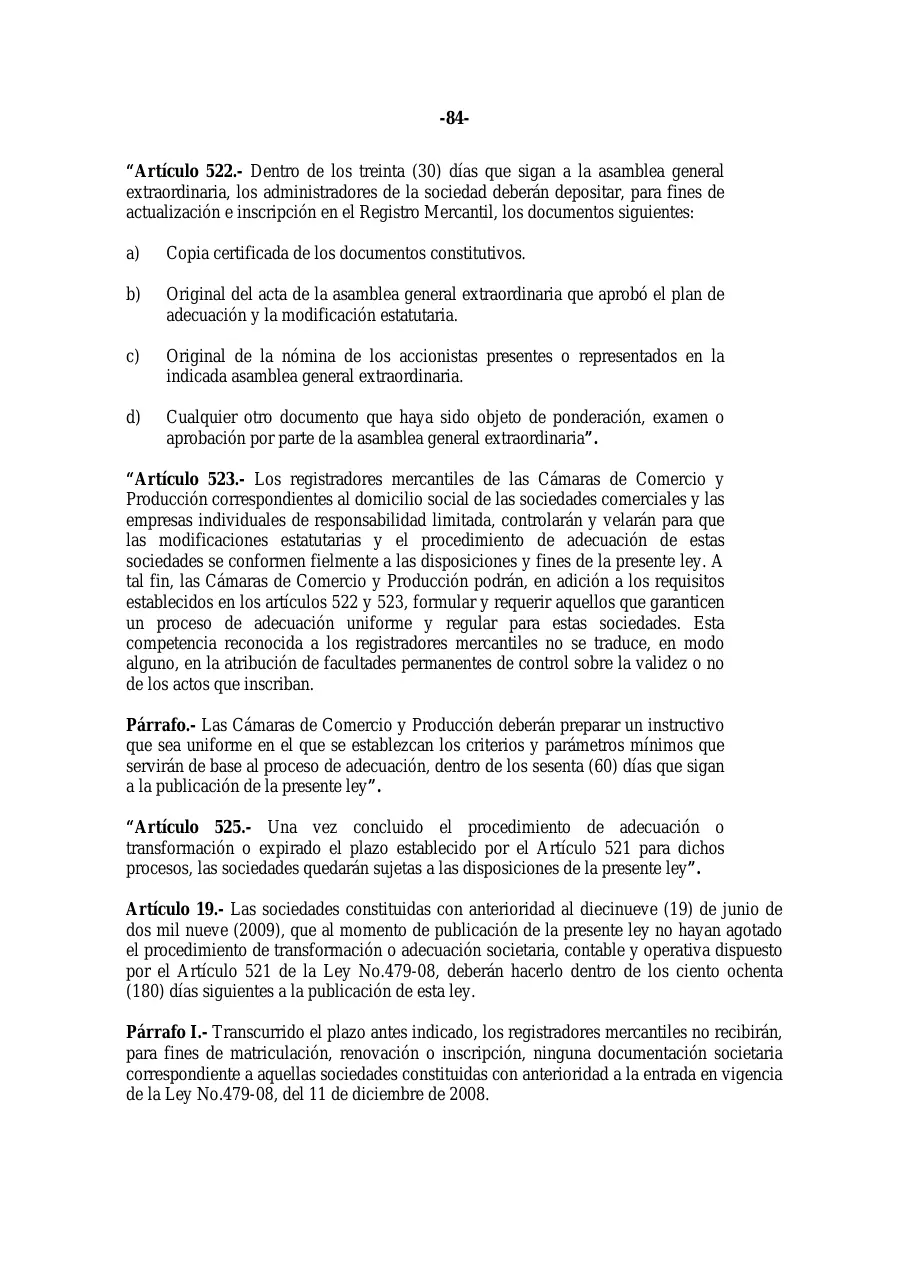 Ley 31-11, que modifica la Ley 479-08 de sociedades comerciales, página 84 de 86