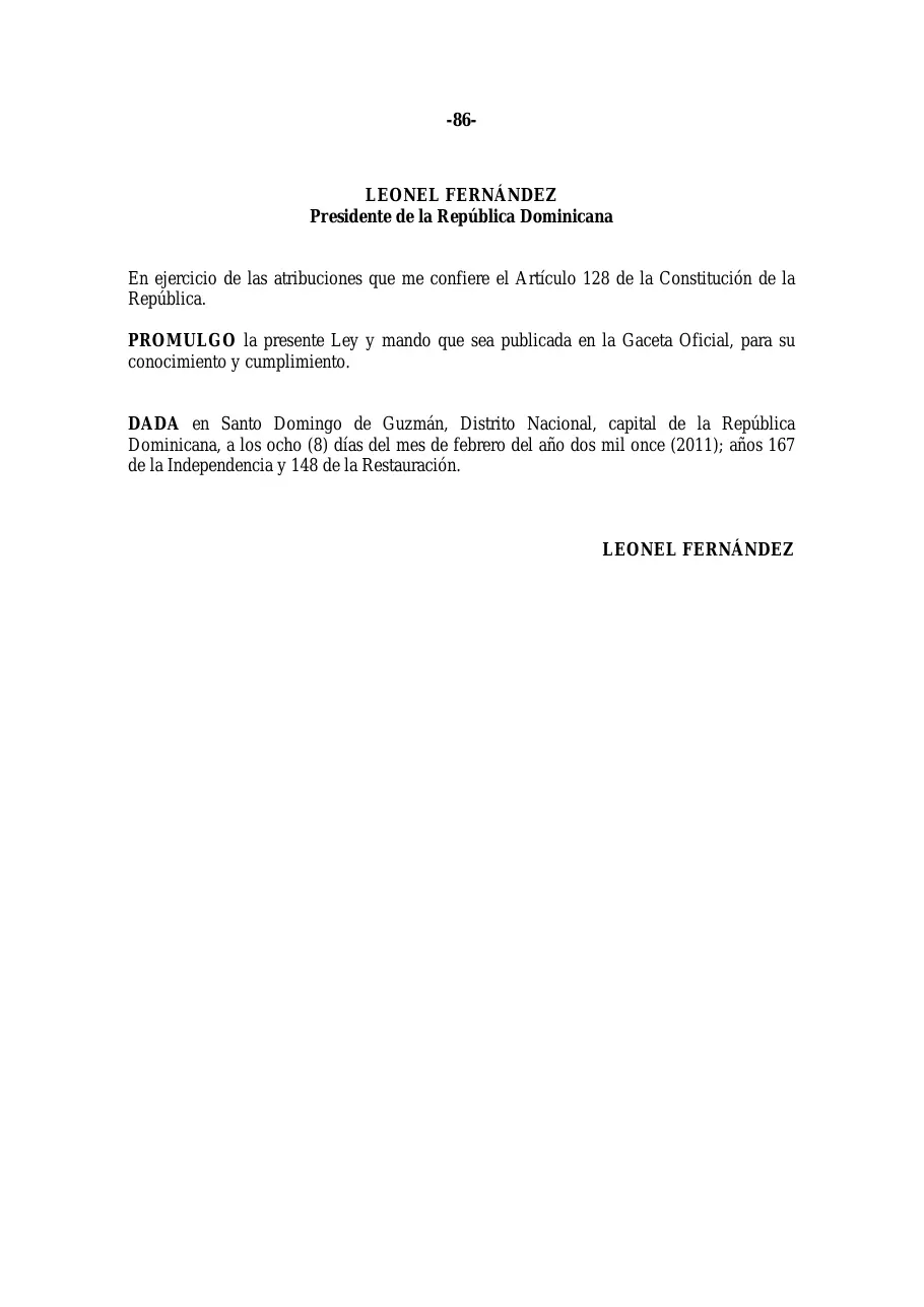 Ley 31-11, que modifica la Ley 479-08 de sociedades comerciales, página 86 de 86