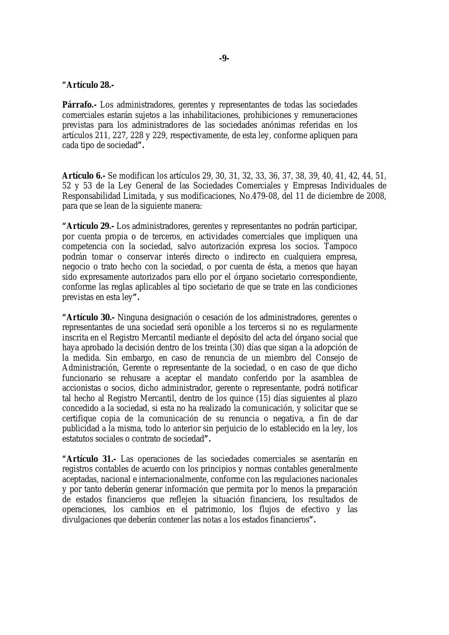 Ley 31-11, que modifica la Ley 479-08 de sociedades comerciales, página 9 de 86