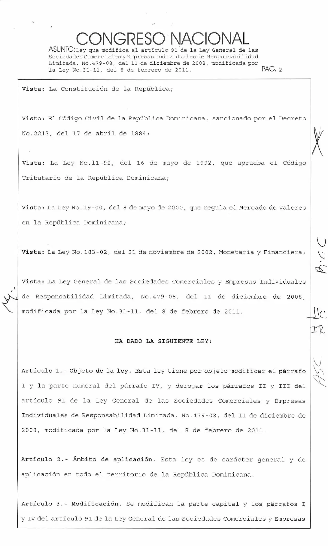 Ley 68-19, que modifica la Ley 479-08 de sociedades comerciales, página 2 de 5