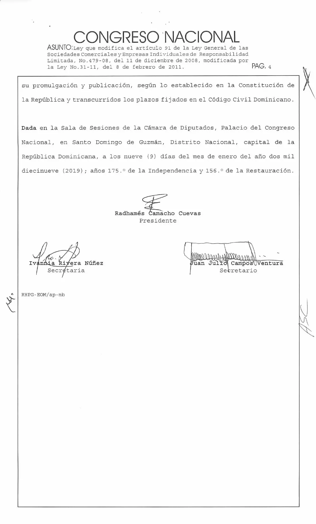 Ley 68-19, que modifica la Ley 479-08 de sociedades comerciales, página 4 de 5